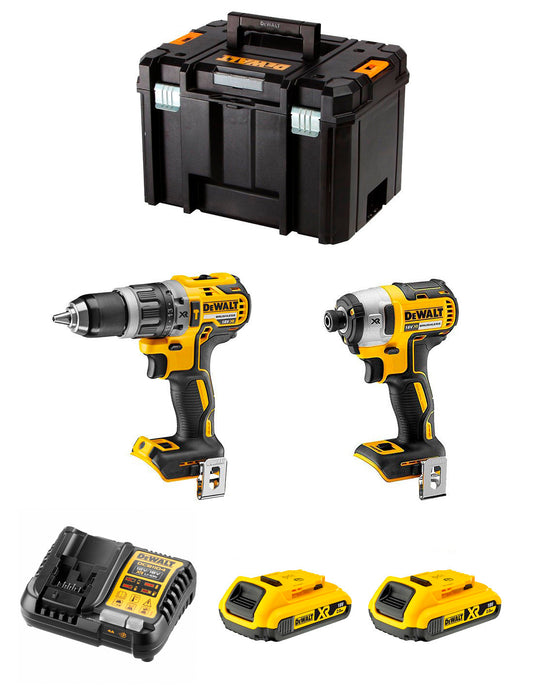 Dewalt Kit DCD796 Boorhamer + DCF887 Slagschroevendraaier + 2bat 2Ah + Oplader + TSTAK VI DCK287D2T