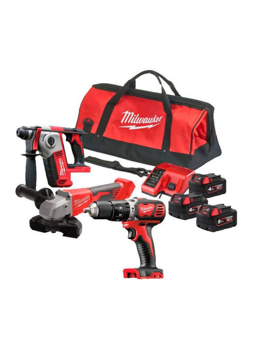 Plumbing Kit 3 tools + 2 bat 4Ah + bat 5Ah + charger M12-128 C + Milwaukee M18 Bag BPP3D-543B