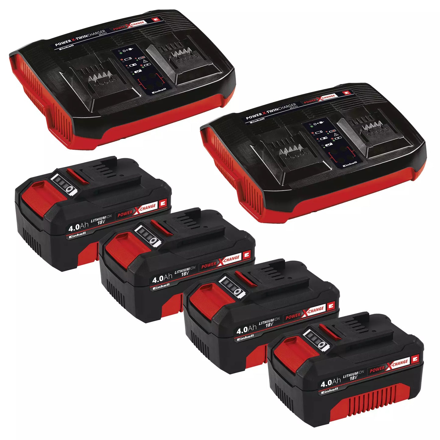 Accu maaier met 4bat 4,0Ah + 2 dubbele laders GP-CM 36/47 S HW Li Einhell