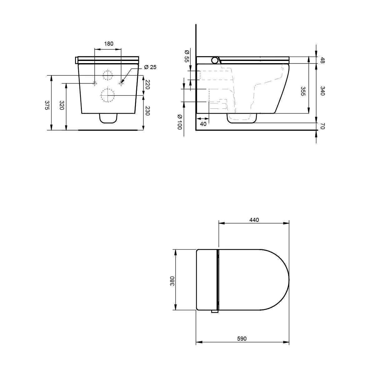 Japans Toilet met Slimme Schoonmaak Mizubath Rada Wandcloset Wit