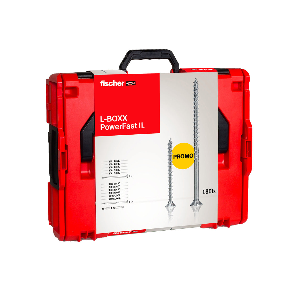 Kit PowerFast II L-BOXX 102 1.800 schroeven + ProfiBit-set 10 stuks Fischer