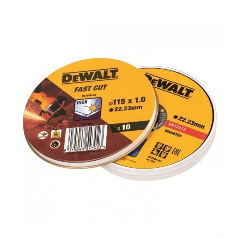 Can with 10 high-performance cutting discs for stainless steel 115x1x22.23mm Dewalt