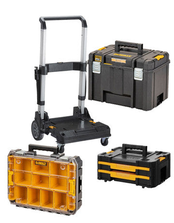 Tstak set 3 briefcases + Dewalt cart