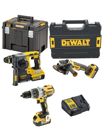 Power Kit Dewalt Hammer + Drill + Cordless Grinder DCK393P3T
