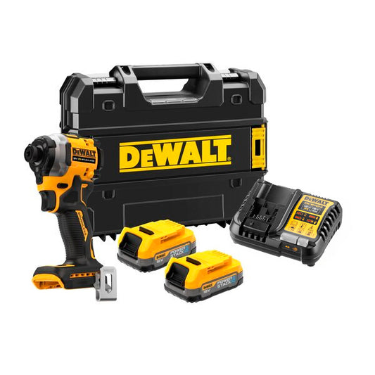 Dewalt DCF850E2T XR 18V ​​POWERSTACK compacte borstelloze slagschroevendraaier