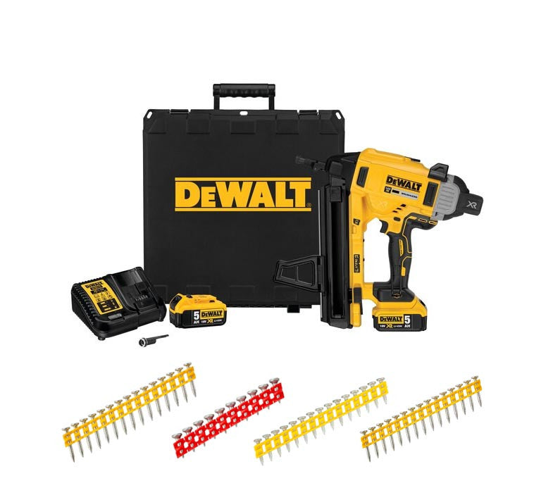 18V DCN890P2 Battery-Powered Concrete and Steel Nailer Combo + 5,020 Dewalt Nails