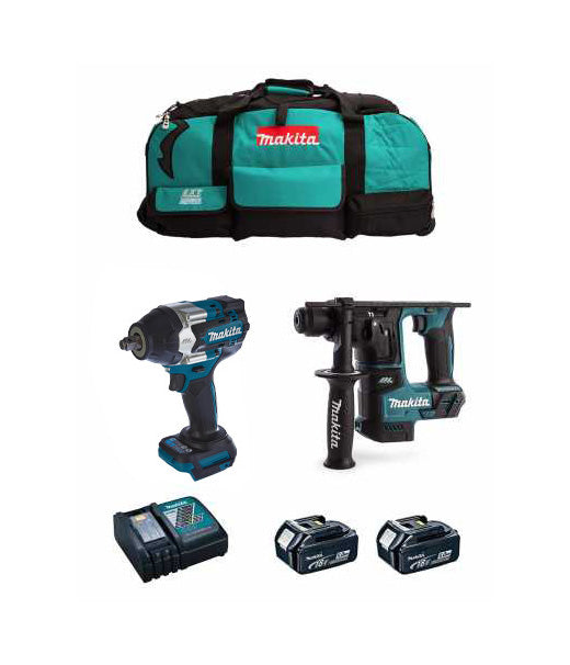 Makita Kit Impact Wrench DTW700 + Light Hammer DHR171 + 2bat 5Ah + Charger + Bag LXT600 DLX2771BL2