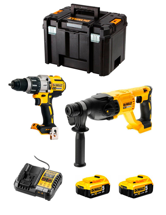 Dewalt Kit DCD996 Boorhamer + DCH133 Hamer + 2bat 5Ah + lader + TSTAK VI DCK233P2