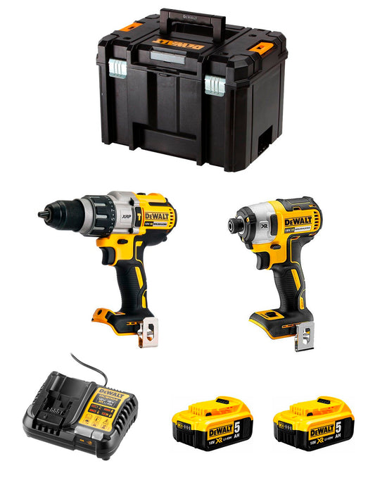 Dewalt Kit DCD996 Hammer Drill + DCF887 Impact Screwdriver + 2bat 5Ah + charger + TSTAK VI DCK287P2