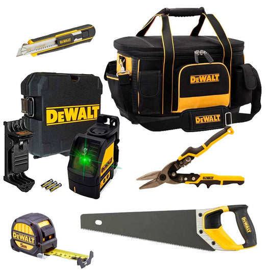 Drywall Kit: DW088CG green laser level + 5 Dewalt tools