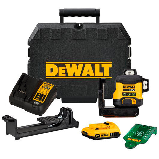 Green 3-line 360° self-leveling laser level with 18V Li-Ion 2Ah battery Dewalt DCLE34031D1