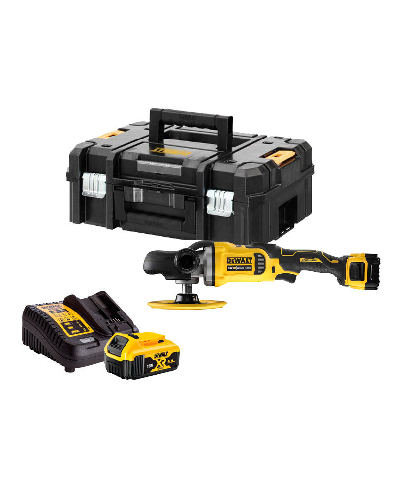 Polijstmachine 18V Max 180mm met 2 accu's 5Ah Dewalt DCM849P2