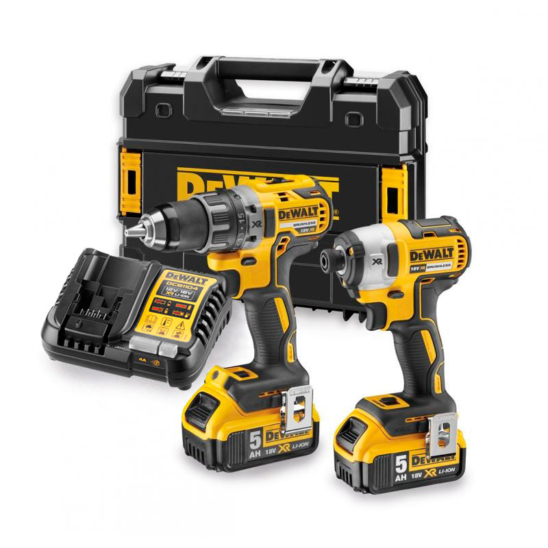 Dewalt Kit DCD791 Boormachine + DCF887 Slagschroevendraaier + 2bat 5,0Ah + Oplader + TSTAK II DCK268P2T