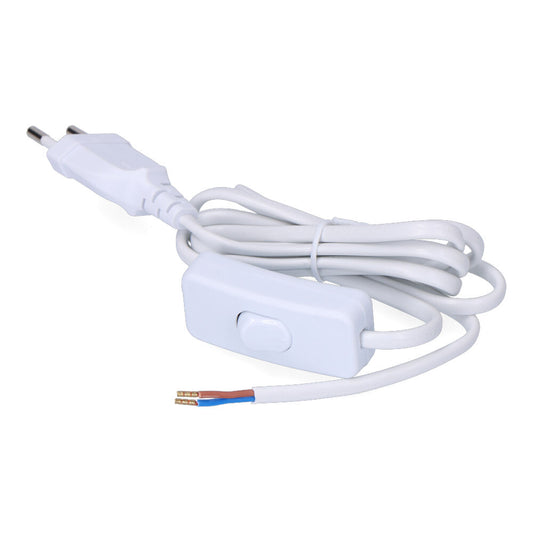 Aansluitsnoer met 3A-schakelaar, 1,5 m, 2×0,75 mm², platte witte kabel, EDM