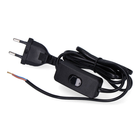 Aansluitsnoer met 3A-schakelaar, 1,5 m, 2×0,75 mm², zwarte platte kabel van EDM