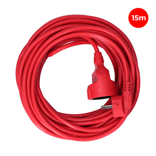 Verlengsnoer met 1 stopcontact 2P+T 16A 250V~, 15 m H05VV-F 3G1,5 mm²-kabel, rood, EDM