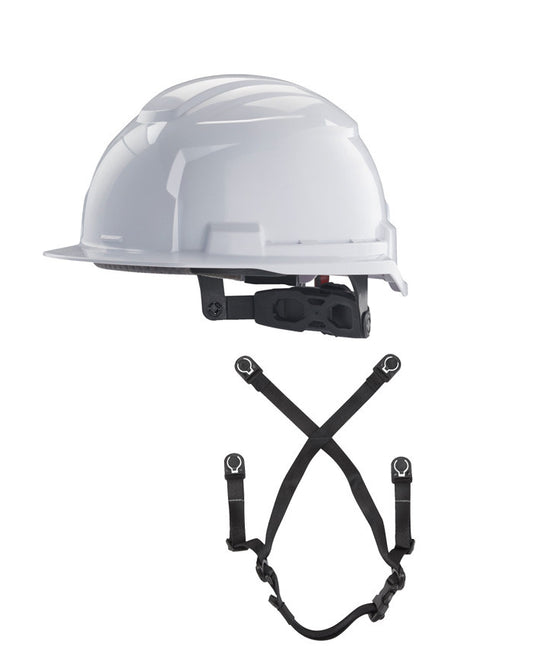 White BOLT100 unventilated helmet with 4-point chinstrap EN397 Milwuakee