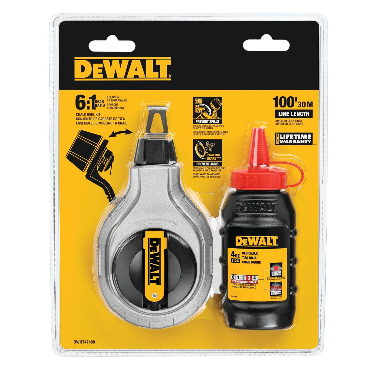 Dewalt DWHT47408-0 rode krijtlijnmarkering 30m