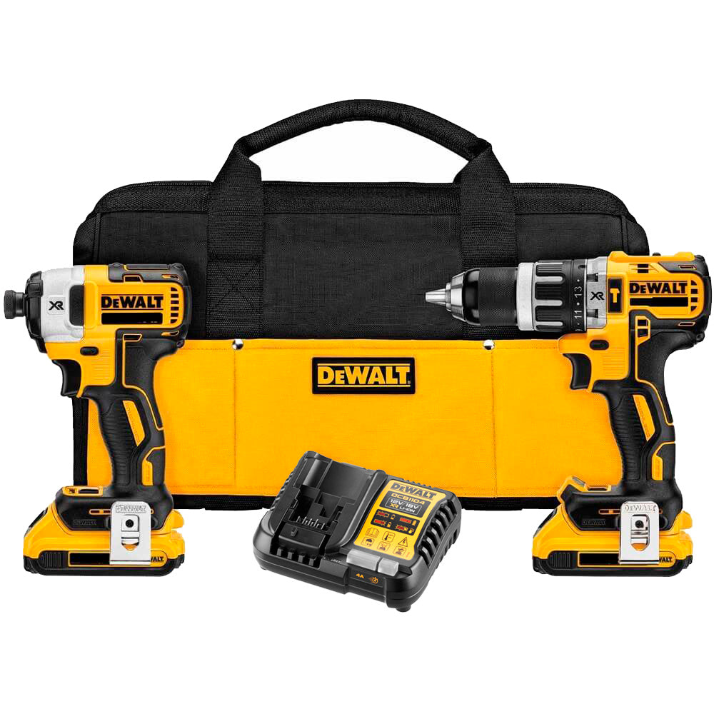 Set Dewalt DCK287D2 18V XR - Klopboormachine + Hamerboormachine + Tas + 2 LI-ION Accu's 2,0Ah