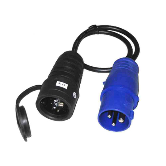 EDM-adapter van CEE 2P+E-stekker naar Schuko-basis, 16A, 230V, 50 cm