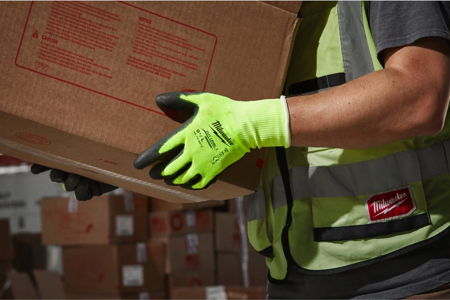 Milwaukee HI-VIS CUT niveau A snijhandschoenen met hoge zichtbaarheid