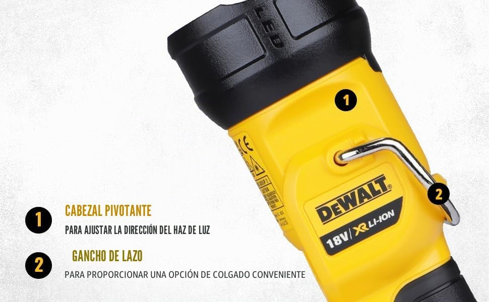 Dewalt DCL040 XR 18V roterende kop LED zaklamp