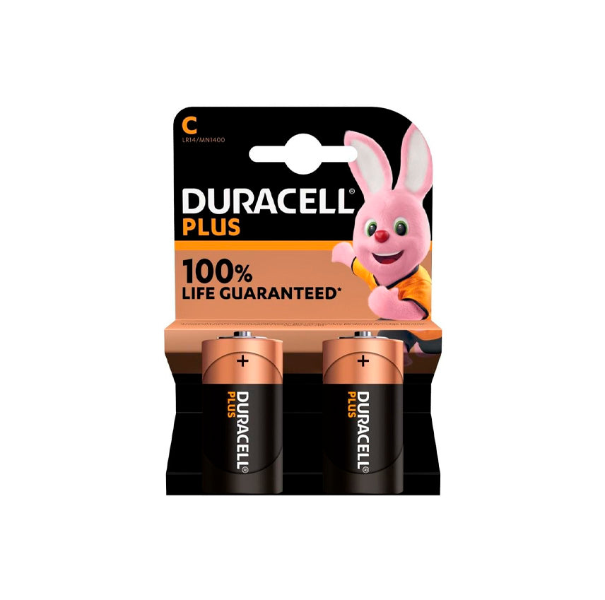 Verpakking met 2 Duracell Plus Power C-alkalinebatterijen