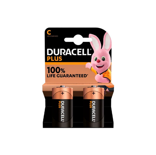 Verpakking met 2 Duracell Plus Power C-alkalinebatterijen
