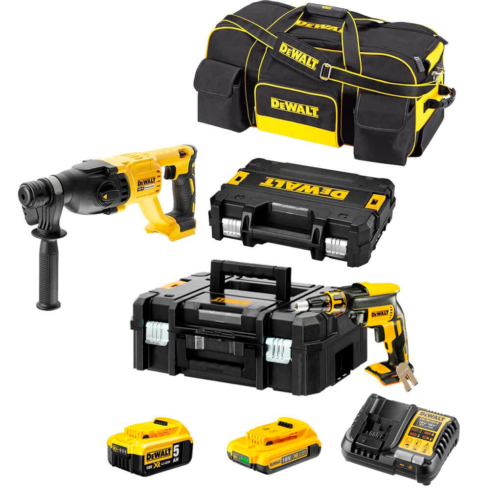 Gipsplaat Combo: Gipsplaatschroevendraaier DCF620+ Dewalt Lichthamer DCH133 + 2 Accu's 18V + Draagtas