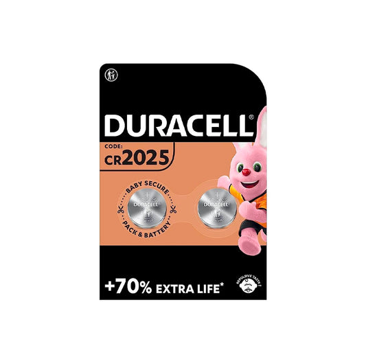 Pakket met 2 Duracell Plus Power CR2025 lithium-knoopcelbatterijen van 3 V