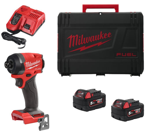 Milwaukee M18 FID3-502X slagschroevendraaier M18 Fuel met ¼″-zeskant + 2 accu’s van 5 Ah + lader + koffer