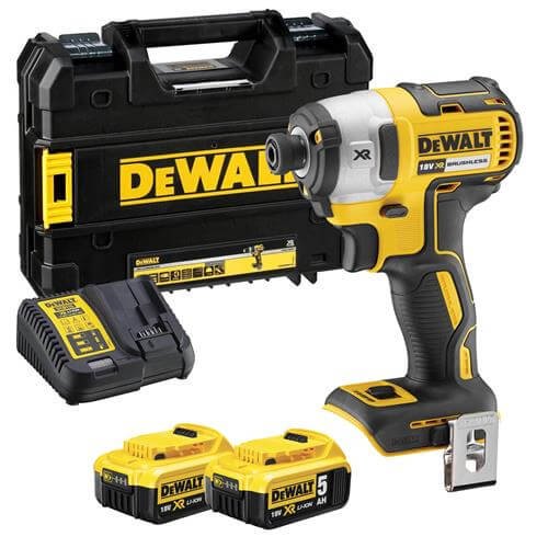 18V XR Brushless Impact Screwdriver 205Nm with 2 5Ah batteries and Dewalt DCF887P2 case