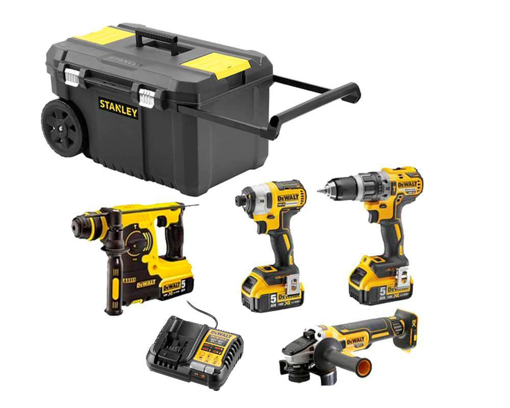 Power Kit Dewalt Hamer + Boor + Slijper + Slagschroevendraaier DCK435P3