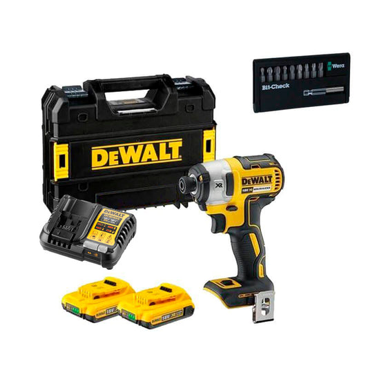 Atornillador de Impacto 18V XR sin escobillas 205Nm con 2 baterías 2Ah + juego puntas Dewalt DCF887D2X