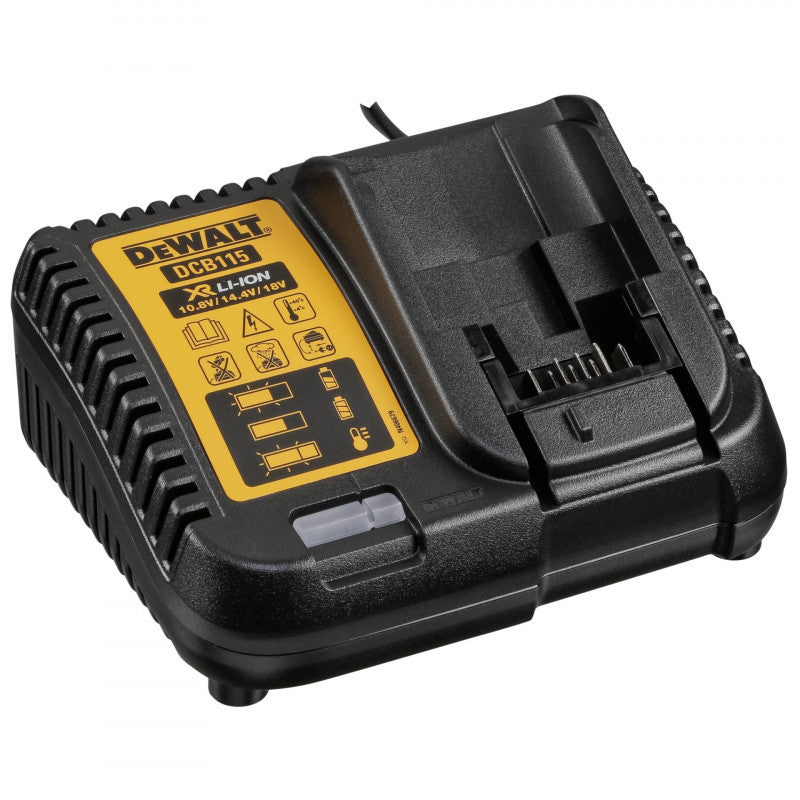 Set van 2 XR LI-ION 5 A.H. Rail batterijen en lader Dewalt DCB115P2-QW