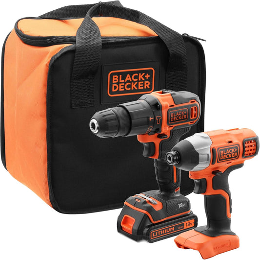 Black+Decker BCK21S1S 18V draadloze klopboormachine en slagschroevendraaier met accu en lader