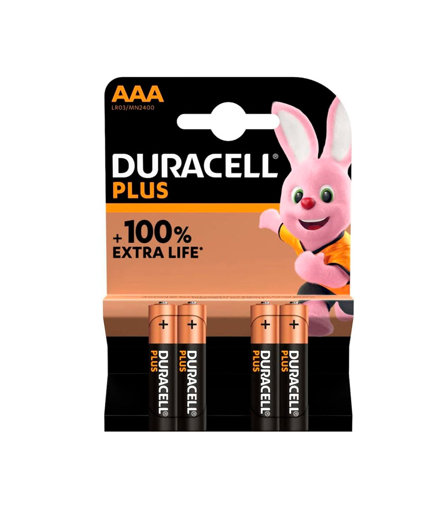Verpakking met 4 Duracell Plus Power AAA-batterijen