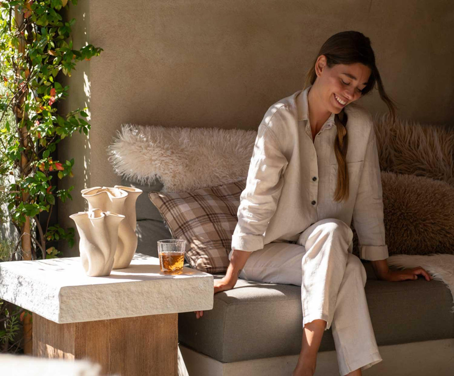 Keramische vaas Bloem 20x19,5x24cm Andrea House