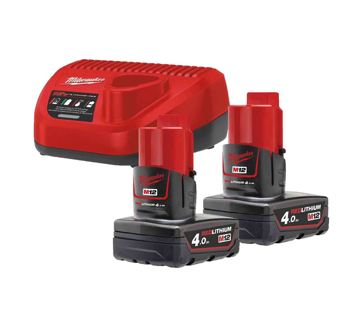 Opladerpakket + 2bat 4Ah Milwaukee M12 NRG-402