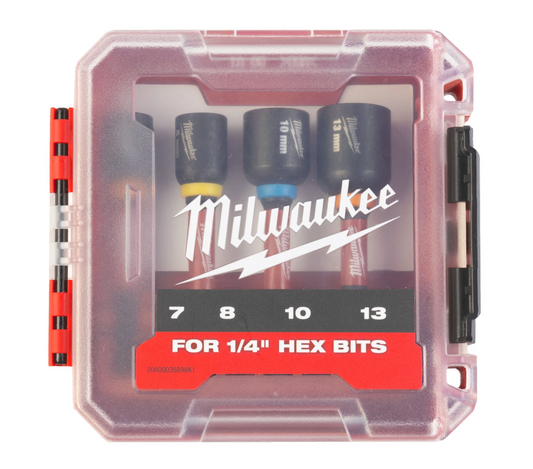 Set van 4 glazen met hex.1/4 Impact Duty Milwaukee