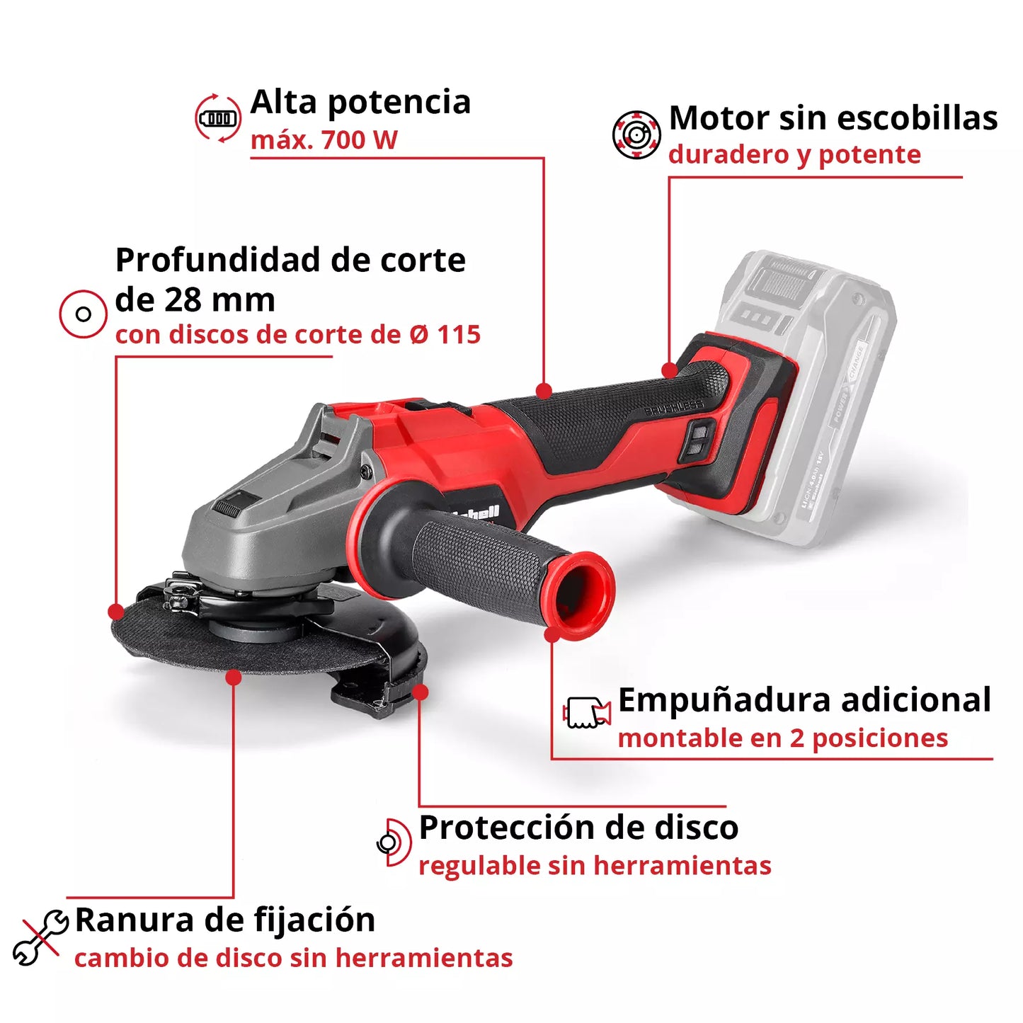 Einhell AXXIO 18/115 Q 115mm 18V haakse slijper