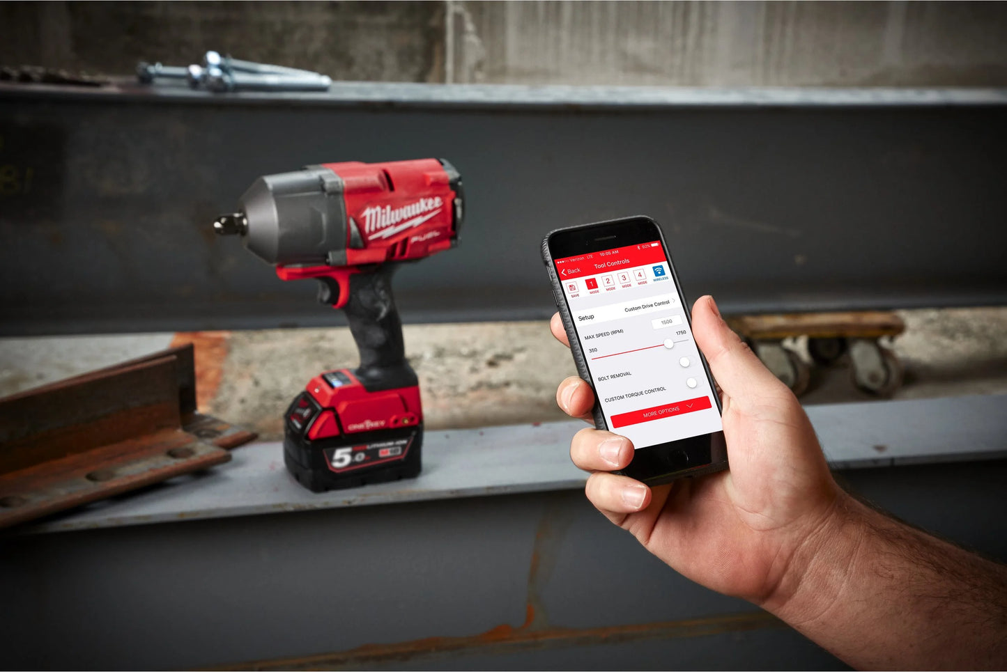 Milwaukee M18 FUEL ONE-KEY 1/2" Impact Wrench + 2 5Ah Batteries + Charger + Case, M18 ONEFHIWF12-502X