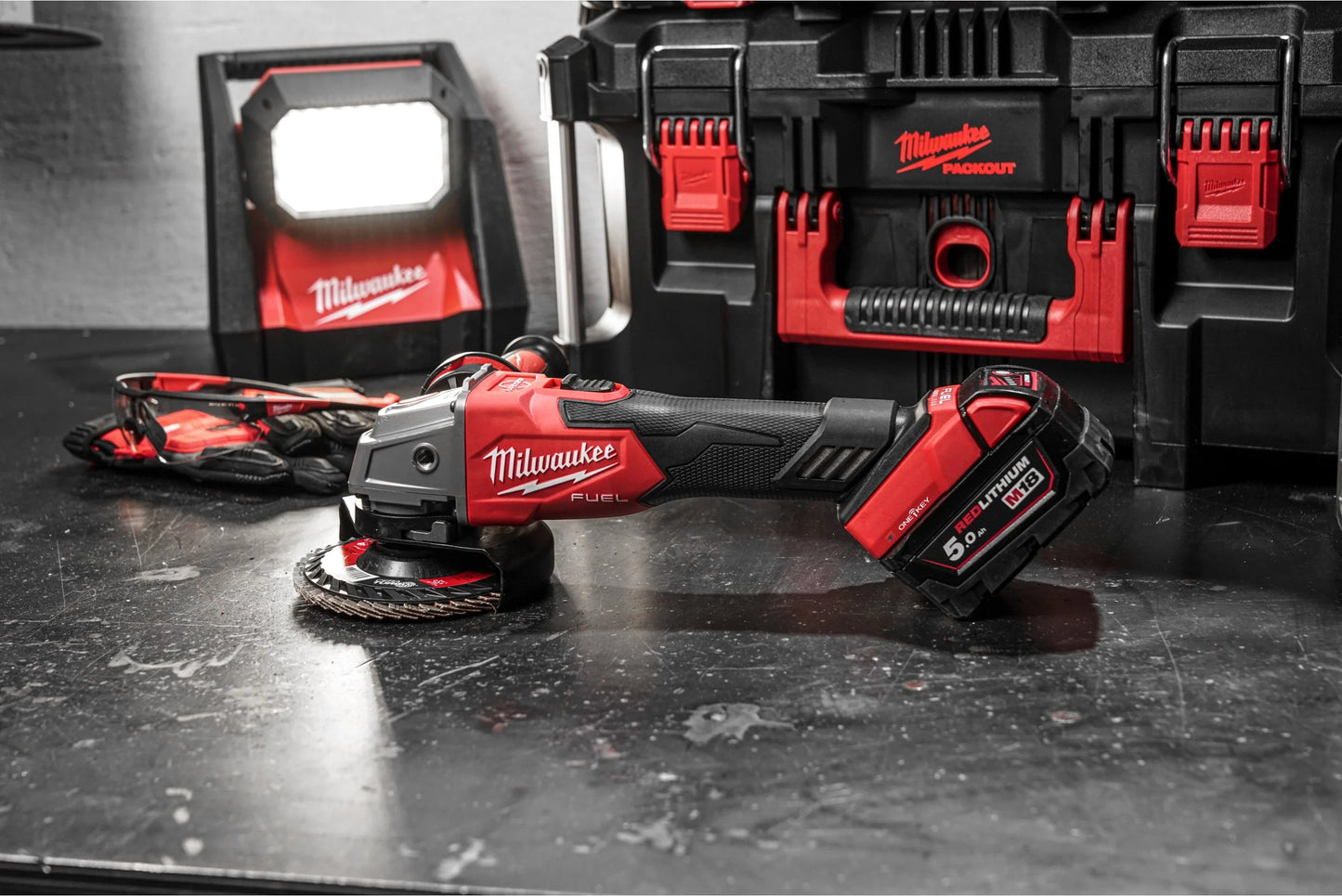 Amoladora angular M18 125mm Fuel ONE-KEY con maletín Milwaukee M18 ONEFSAG125XB-0X