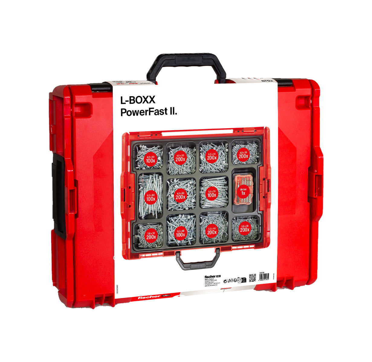 Kit PowerFast II L-BOXX 102 1.800 schroeven + ProfiBit-set 10 stuks Fischer