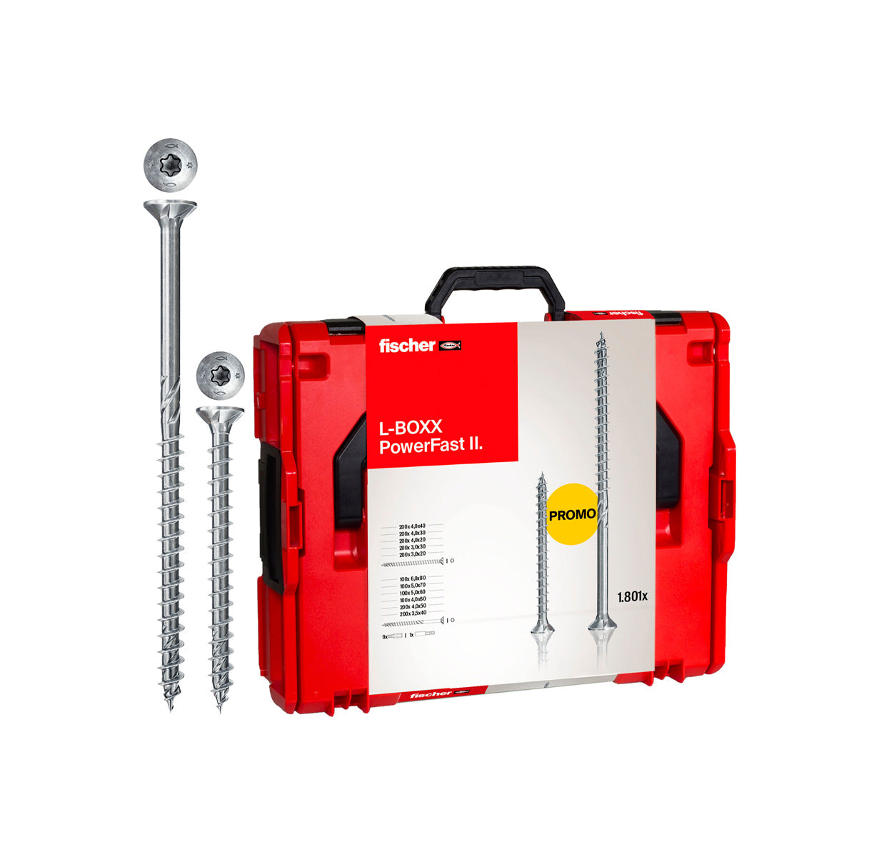 Kit PowerFast II L-BOXX 102 1.800 schroeven + ProfiBit-set 10 stuks Fischer