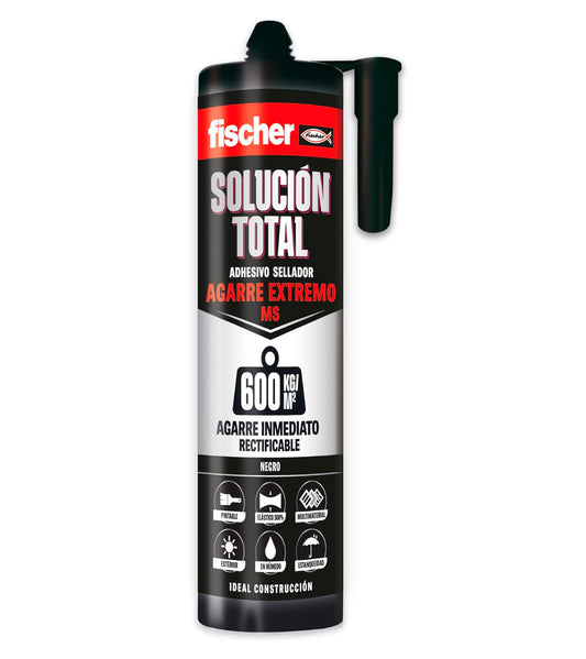 Cartucho Adhesivo Sellador Fischer Solucion Total Agarre Extremo MS 290ml Negro