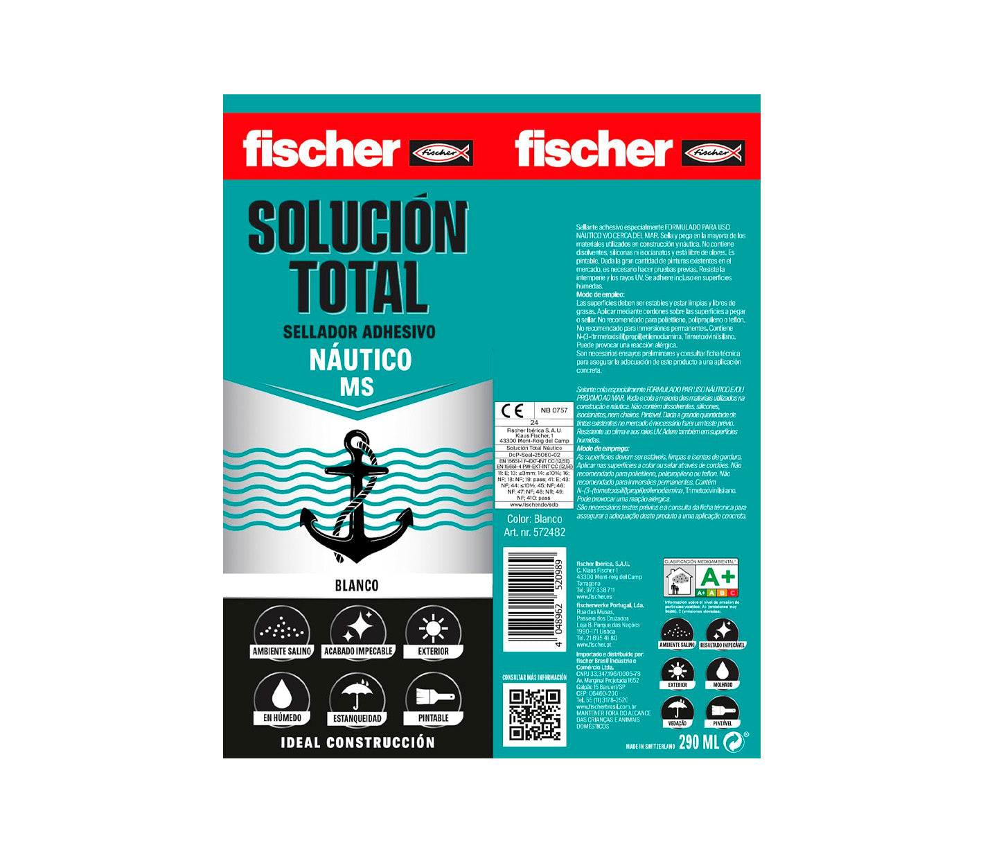 Afdichtingslijmpatroon 290ml Fischer MS Special Nautical