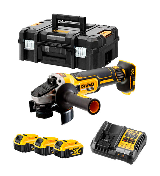 Dewalt DCG405P3 18V XR 125mm haakse slijper met 3 x 5Ah accu's + lader + draagtas