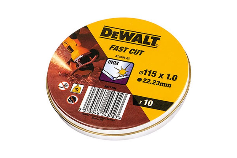 Lata con 10 discos de corte de alto desempeño para acero inox 115x1 DT3506 Dewalt