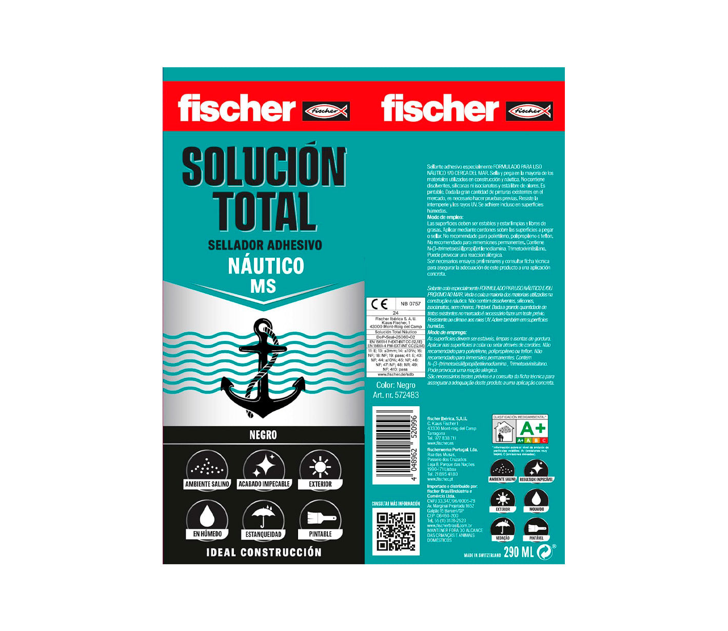 Afdichtingslijmpatroon 290ml Fischer MS Special Nautical